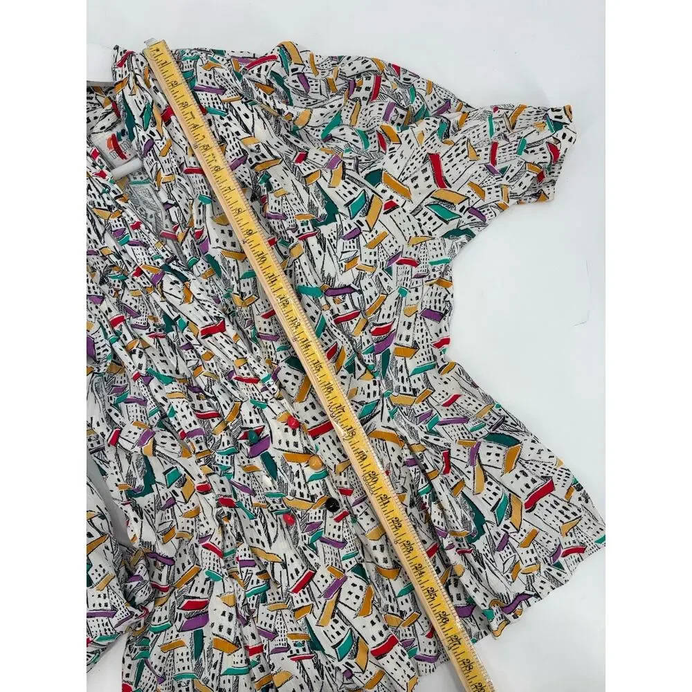 Minx Vintage Jacket Skirt Set Womens 34 / 38 White House Print Crepe Pleated
